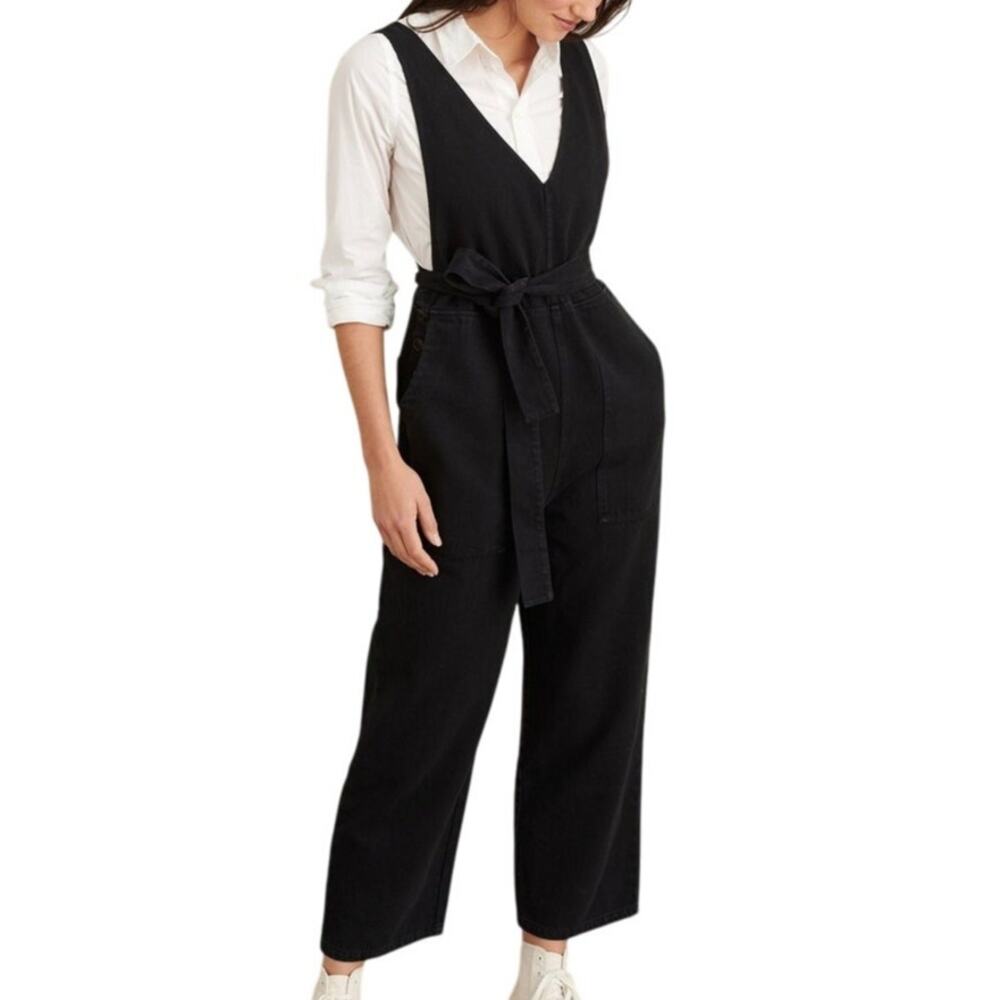 Alex Mill NWT Ollie Overall Recycled Denim Black Size S V-Neck Belted Pockets